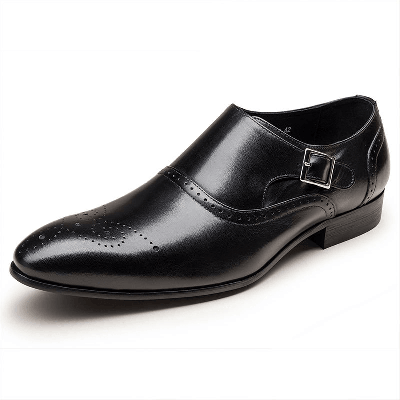 Lovevop Men's Brogue Oxford Shoes - Classic Carved Elastic Band Business Casual Dress Shoes for Office, Wedding & Formal Events