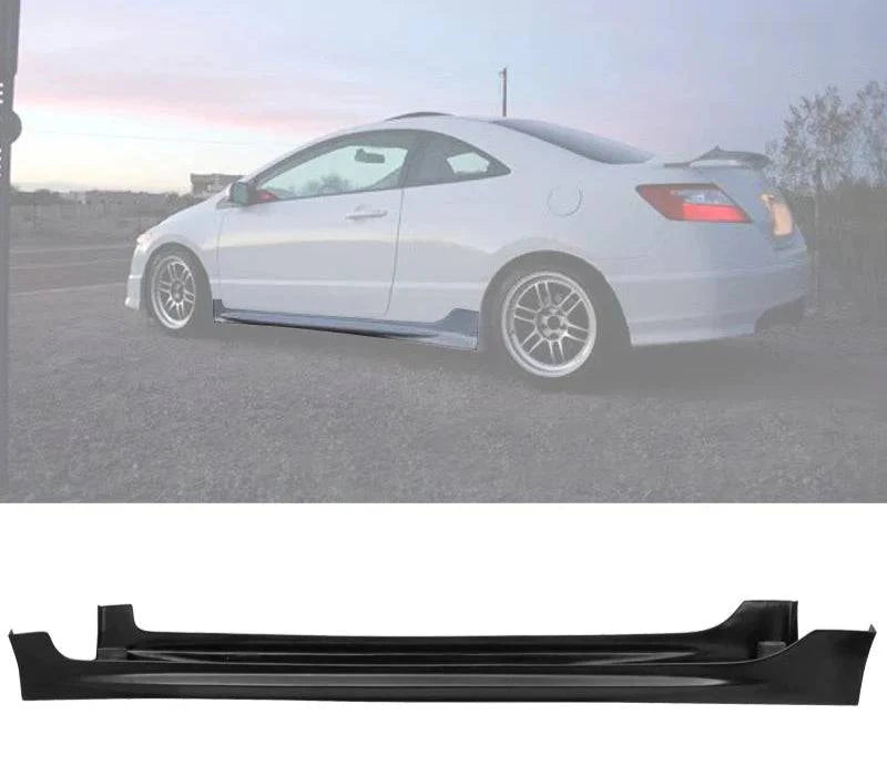 2006-2011 Honda Civic Coupe Mugen Style Side Skirts - Unpainted PP Material - Perfect for Car Body Kits & Customization Upgrades