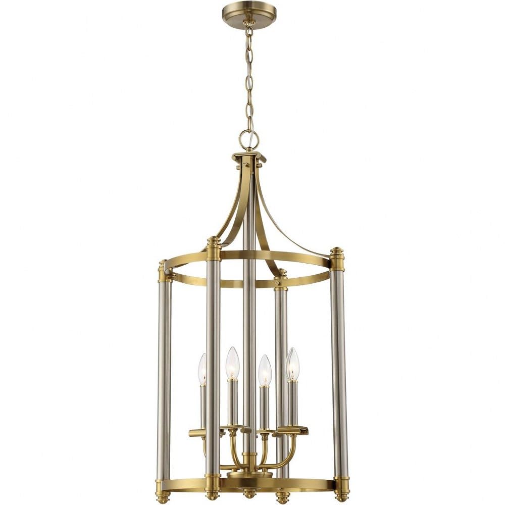 Craftmade 54834-BNKSB Stanze 4-Light Candle Pendant Chandelier - 240W, Brushed Polished Nickel & Satin Brass Finish, 34