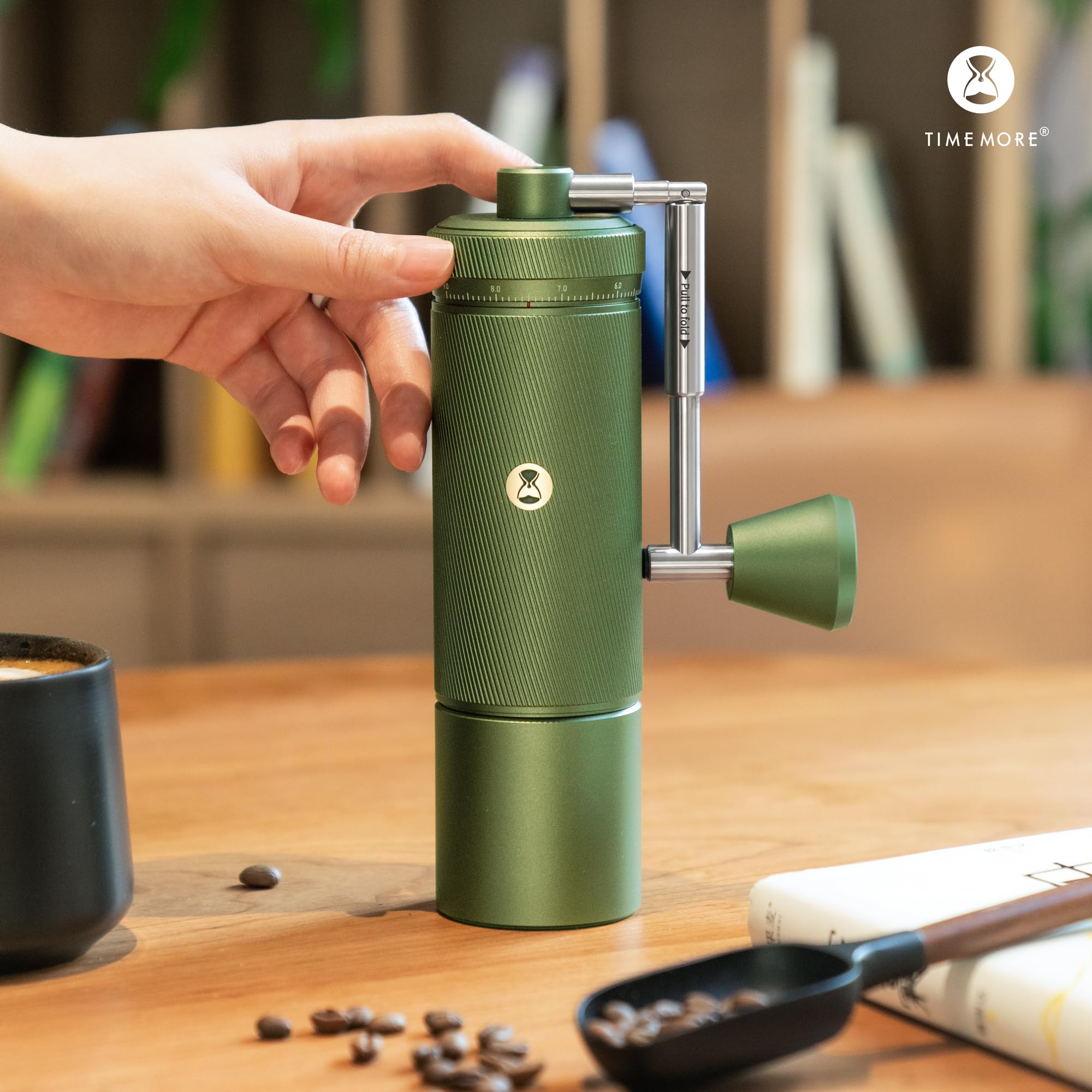 Timemore S3 Manual Coffee Grinder with External Adjustment & Stainless Steel Burr - High Precision Hand Coffee Mill for Espresso, French Press, Pour Over | Portable Travel Coffee Grinder, Camping & Home Brewing | Premium Chestnut S3 Model in Green