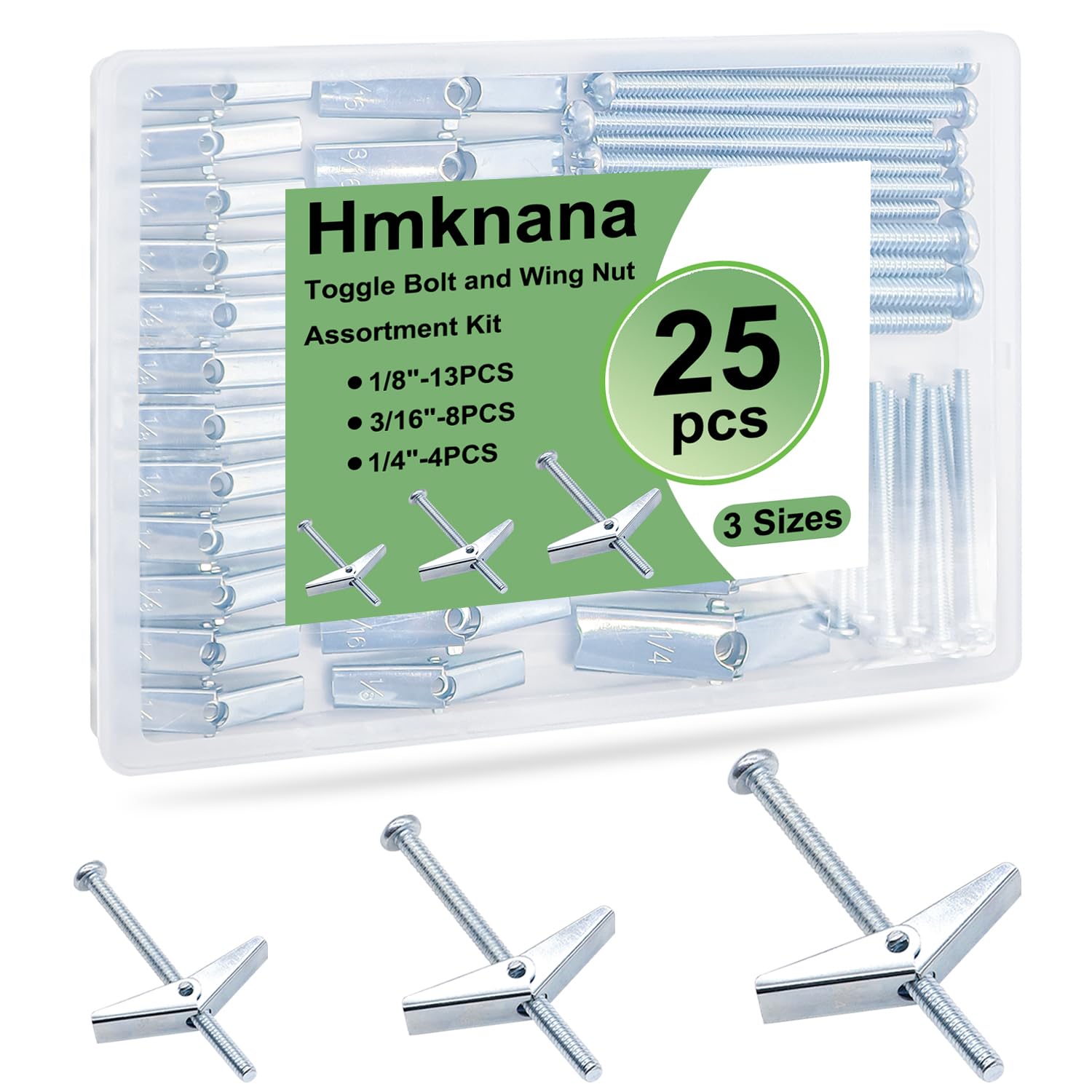 25Pcs Heavy Duty Toggle Bolts Wall Anchors Kit - 1/4