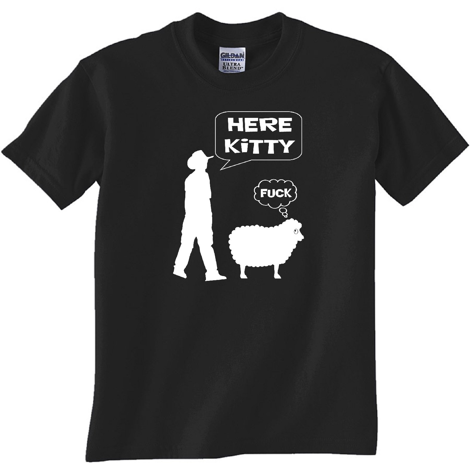 STUFF WITH ATTITUDE Funny Sheep & Cat Graphic Black T-Shirt for Men & Women - Perfect for Casual Wear, Gifts, and Animal Lovers