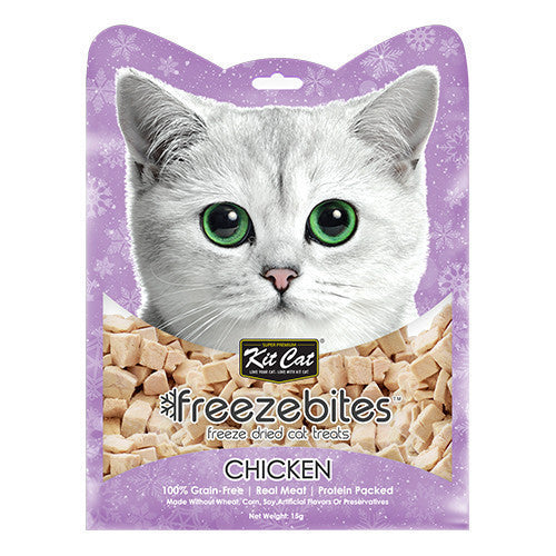 Kit Cat Freeze Bites Cat Treats - Natural Chicken, Cod Fish, Tuna, Salmon & Duck Flavors (15g/20g) | Grain-Free Cat Snacks for Training & Rewards | Perfect for Indoor & Outdoor Cats