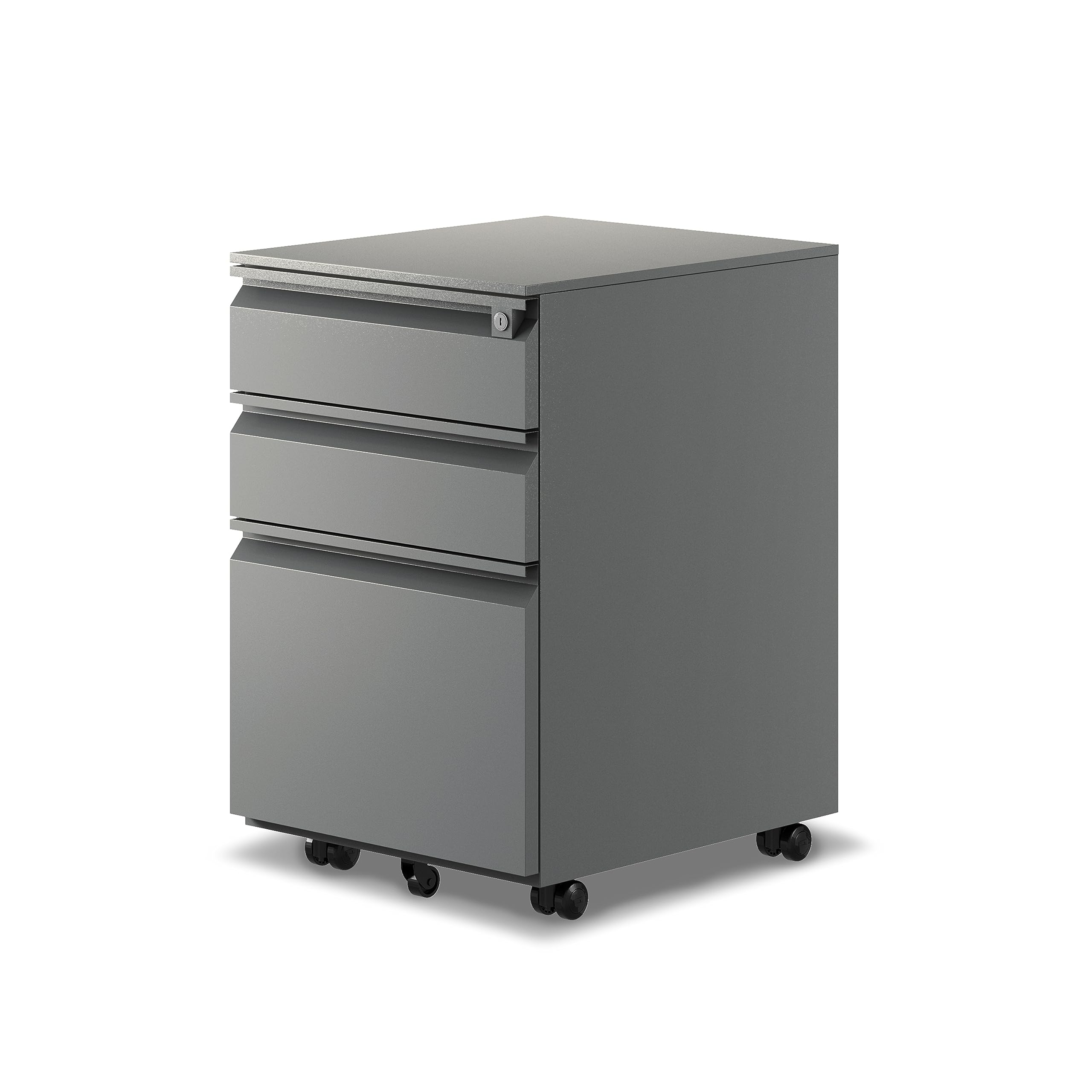 3-Drawer Rolling File Cabinet - Vertical Metal Filing Cabinet for Legal & Letter Size Documents, Anti-Tilt Design with Lock, Under Desk Office Storage, Fully Assembled (Grey) - Perfect for Home Office, Classroom & Small Business Organization