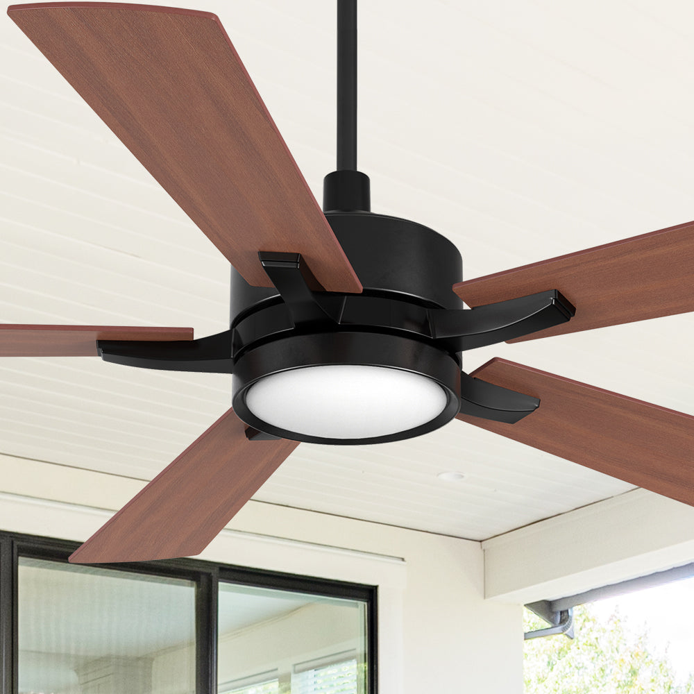 Apex II Smart Ceiling Fan with LED Light - 52 Inch Indoor/Outdoor Remote Control - Perfect for Living Room, Bedroom, Patio & Covered Porch