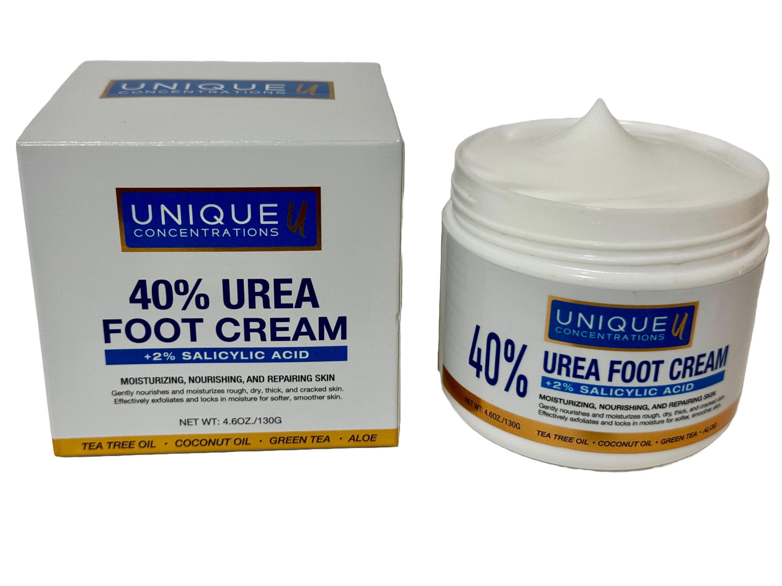 40% Urea & 2% Salicylic Acid Foot Cream - Intensive Moisturizing & Exfoliating Treatment for Dry Cracked Heels, Rough Skin - Deep Repair Cream for Hands, Elbows, Knees - 4.6 oz - Perfect for Pedicures, Cracked Heel Relief & Daily Foot Care