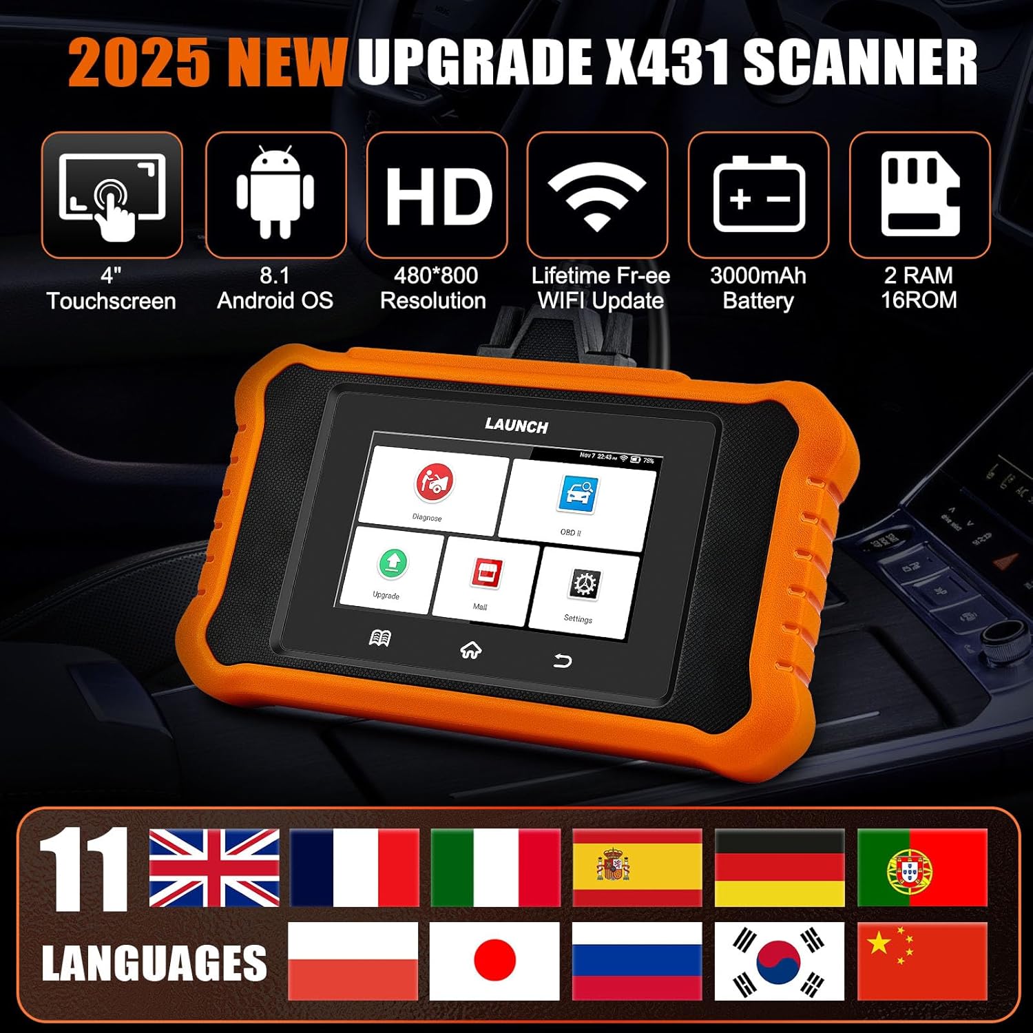 LAUNCH X431 Creader Elite 2.0 OBD2 Scanner - Professional Bi-Directional Diagnostic Tool for Fiat, Alfa Romeo & More | Full System Scan, ECU Coding, Live Data | Perfect for Mechanics & DIY Car Repair