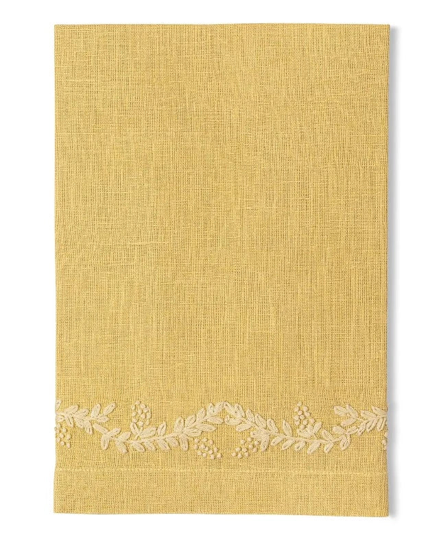 Embroidered Vine Linen Cocktail Napkins Set of 4 - Elegant Drink Coasters for Parties, Weddings & Home Decor