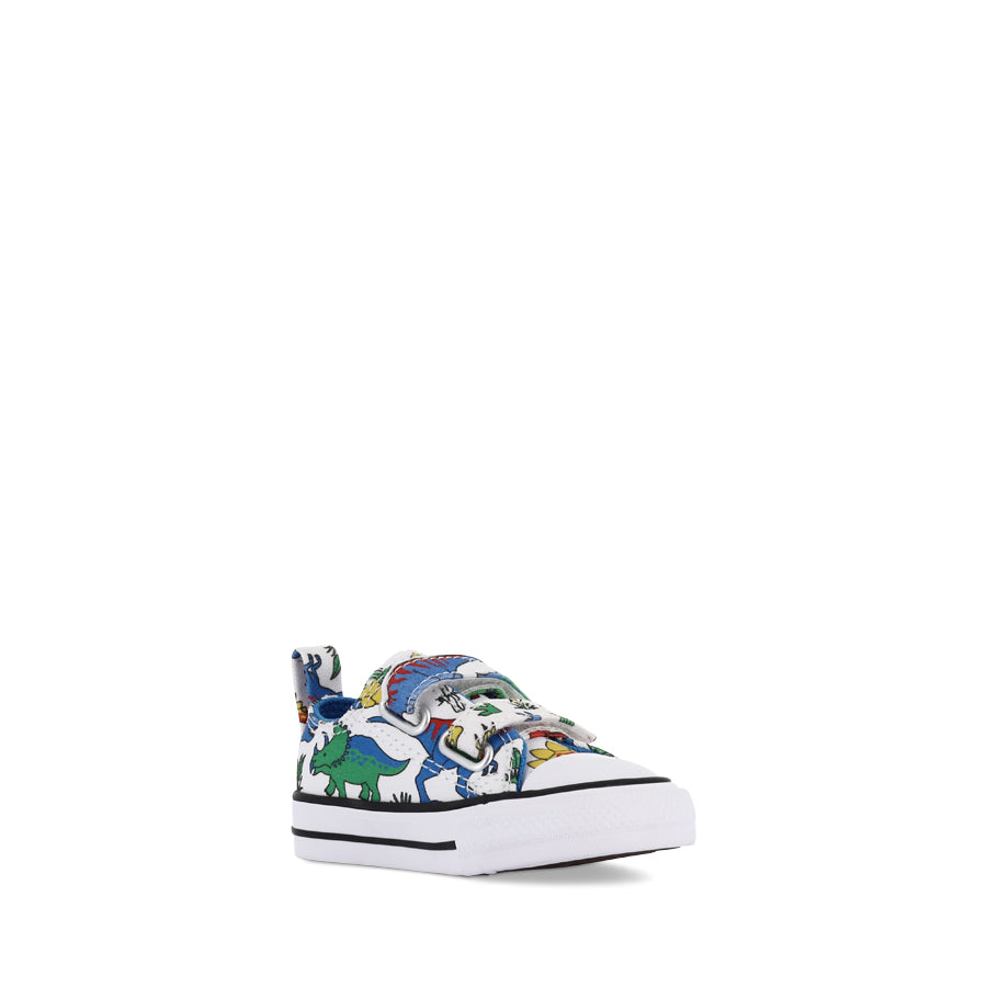 INFANT CT DINOCONS 2V Low Top Sneakers for Babies - White/Blue/Enamel Red - Comfortable First Walkers for Toddlers | Perfect for Daily Wear, Playdates & Special Occasions
