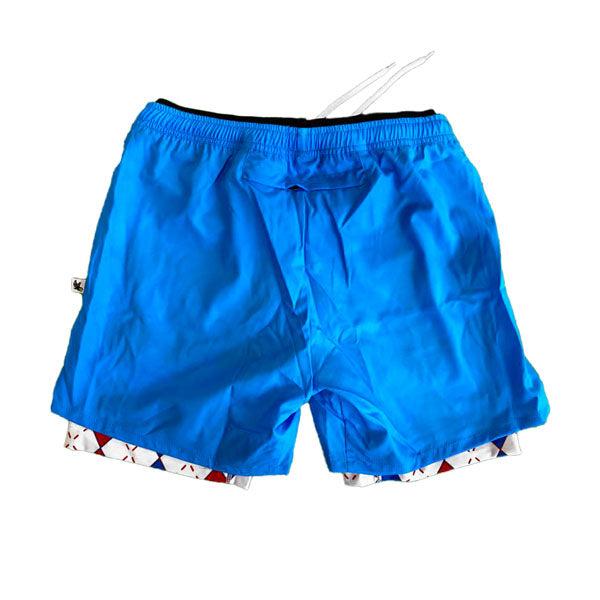 Men's 2-in-1 Compression Pickleball Shorts with Blue/Argyle Design - Moisture-Wicking Athletic Shorts for Pickleball, Tennis & Gym Workouts