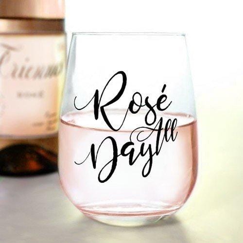 BarConic Rose All Day Stemless Wine Glass - 17oz Large Capacity for Chilled Rosé, White Wine, Cocktails - Perfect for Parties, Picnics, and Relaxing at Home