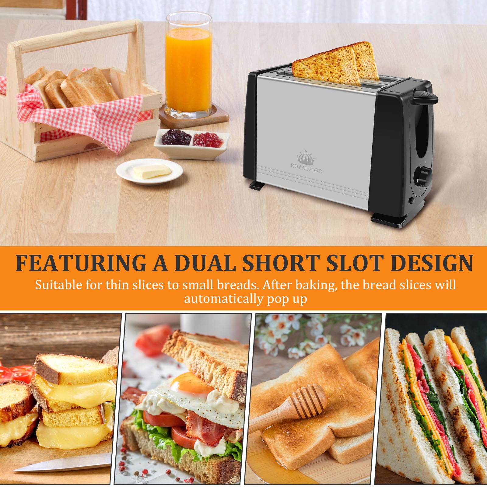 2 Slice Toaster with Extra Wide Slots - 6 Shade Browning Control, Auto Shut Off & Stainless Steel Housing - Perfect for Bagels, English Muffins & Small Breads - Ideal for Breakfast, Dorms & Small Kitchens