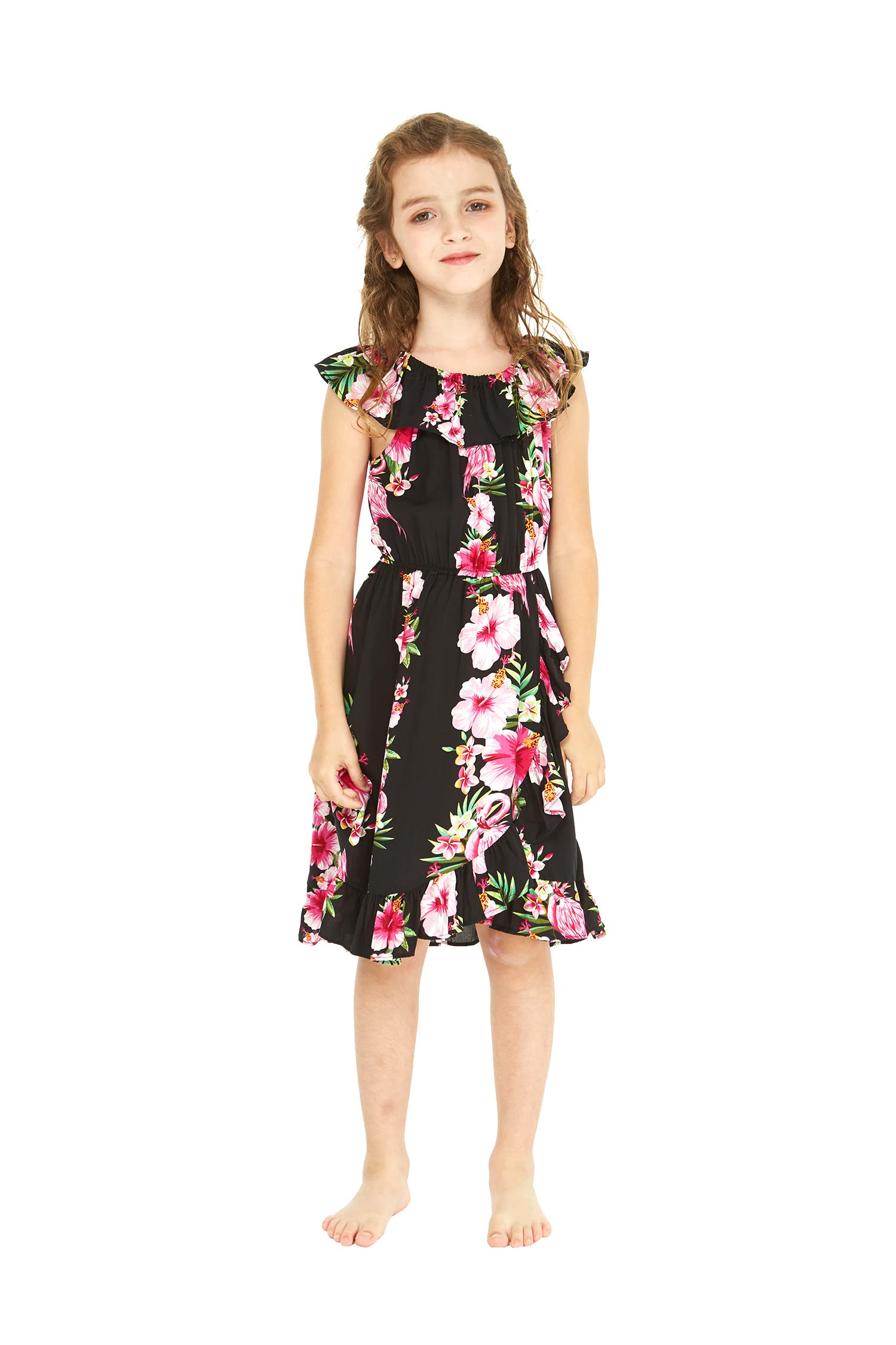 Girl's Ruffle Wrap Hawaiian Luau Dress - Beach Party & Summer Outfit