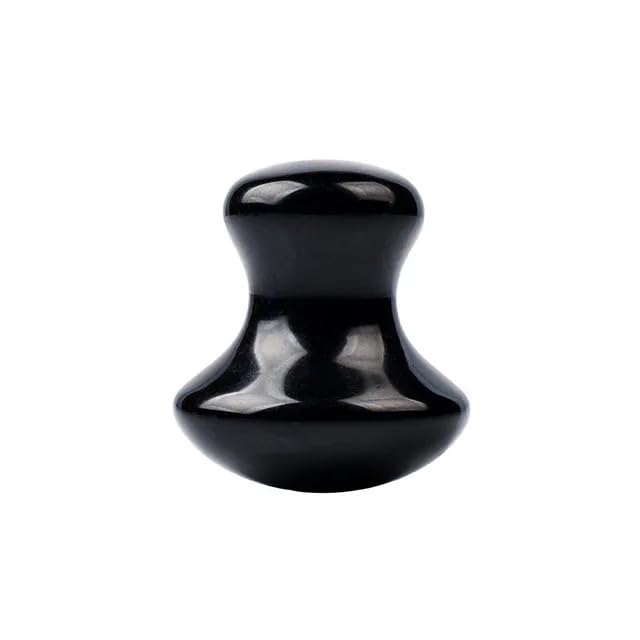 Natural Rose Quartz Jade Stone Gua Sha Tool - Mushroom Shape Facial, Eye, Neck & Foot Massager for SPA Relaxation & Skin Care - Black | Perfect for Home & Professional Skincare Routines