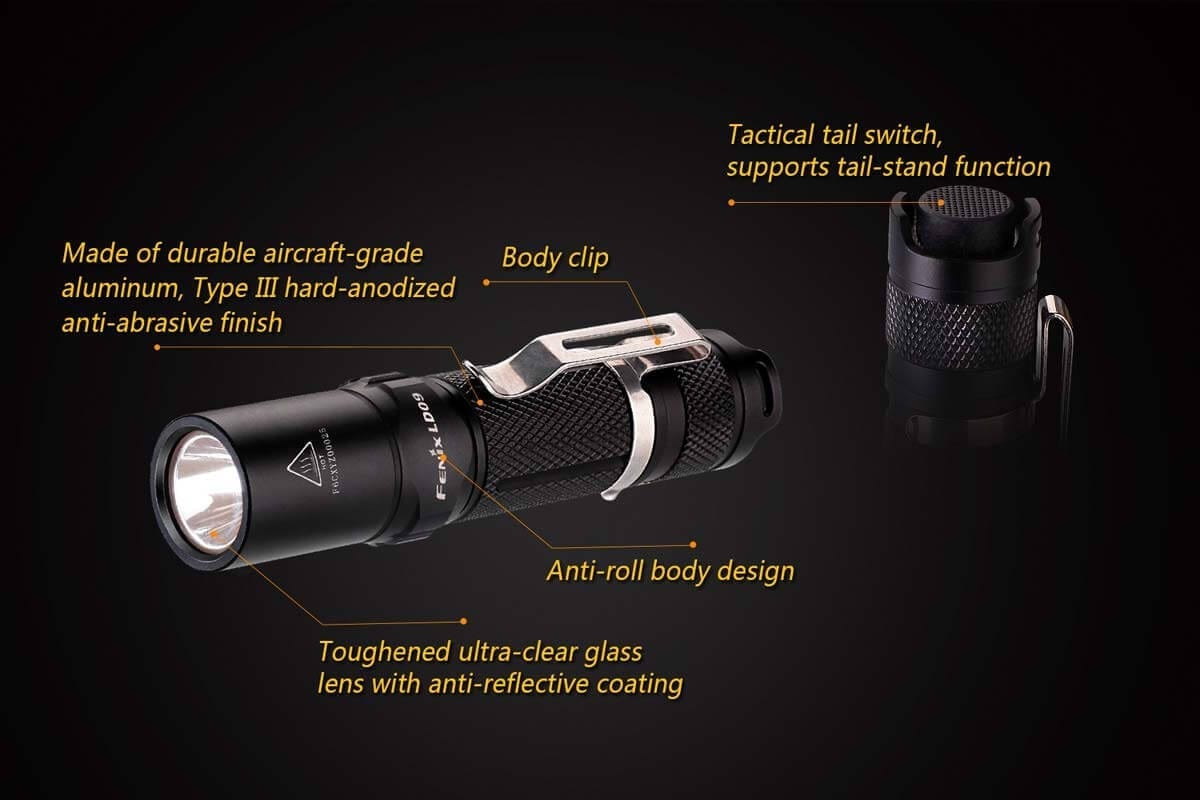 Fenix LD09 Flashlight - Compact & Powerful LED Flashlight for Camping, Hiking, Emergency Use (Discontinued Model)
