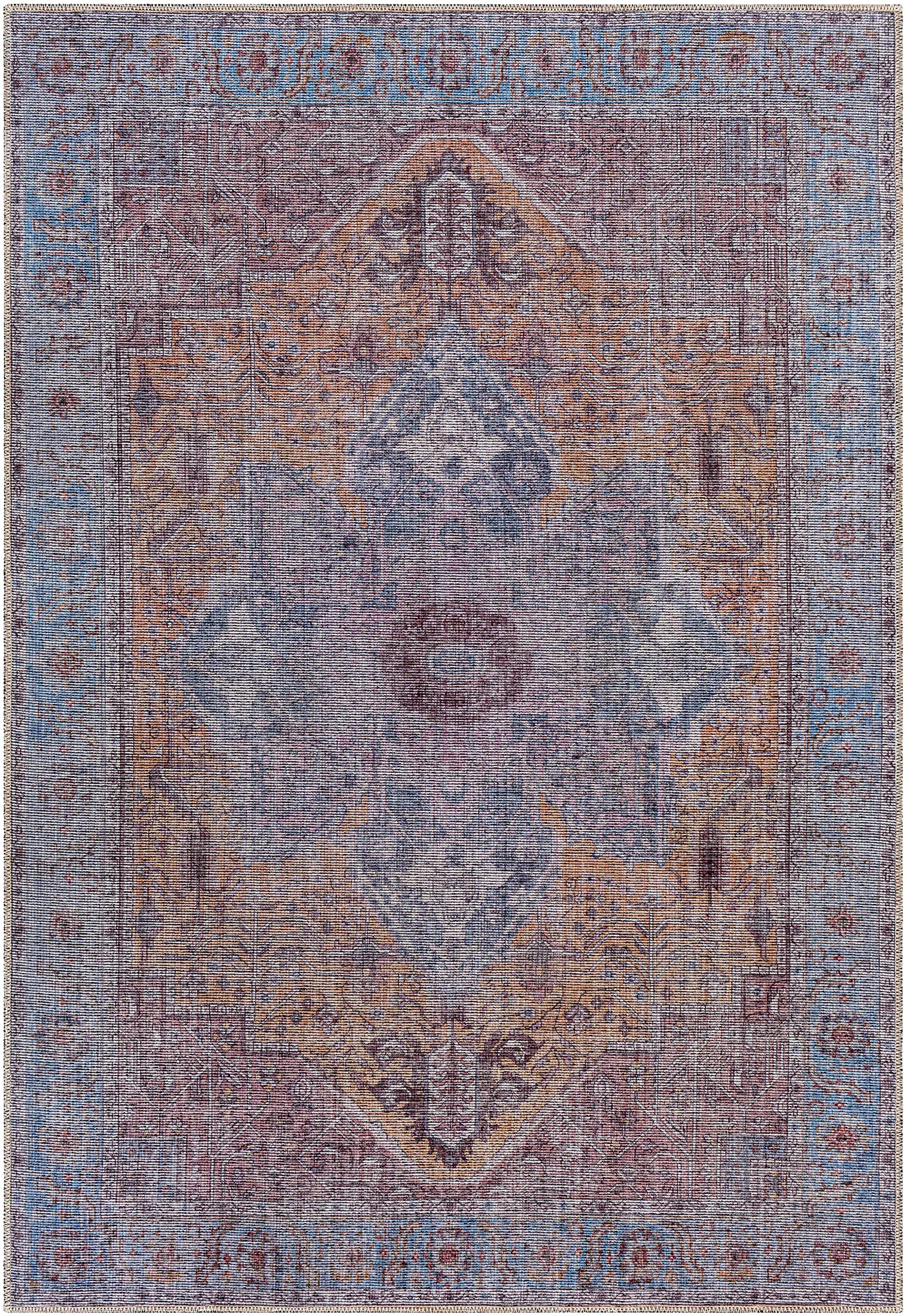 Hauteloom Tabina Machine Washable Area Rug - Soft Gray & Purple Modern Rug for Living Room, Bedroom - 6'7