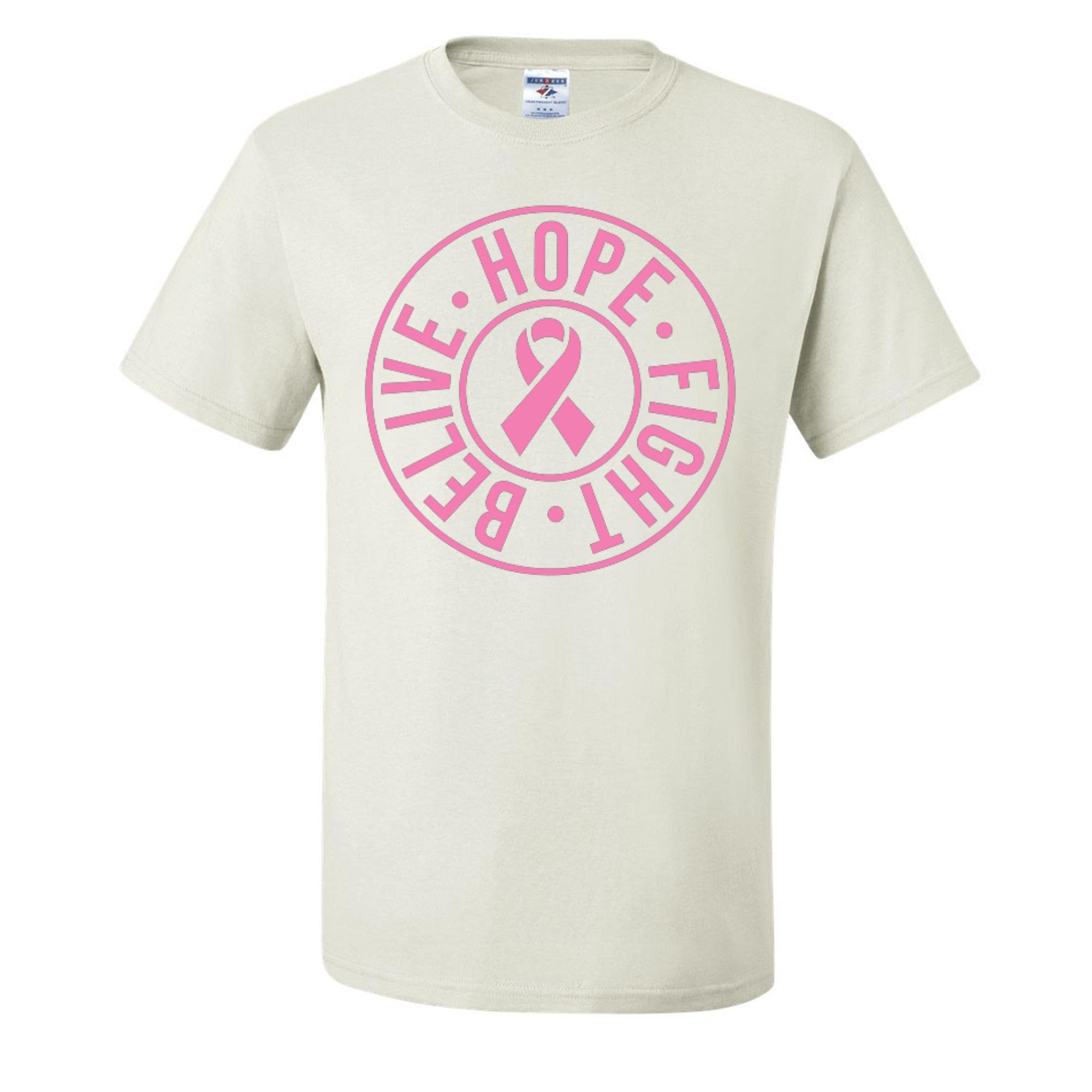Wild Custom Apparel Believe Hope Fight Breast Cancer Awareness Graphic Men's T-Shirt - Support Awareness & Show Solidarity for Daily Wear & Fundraising Events