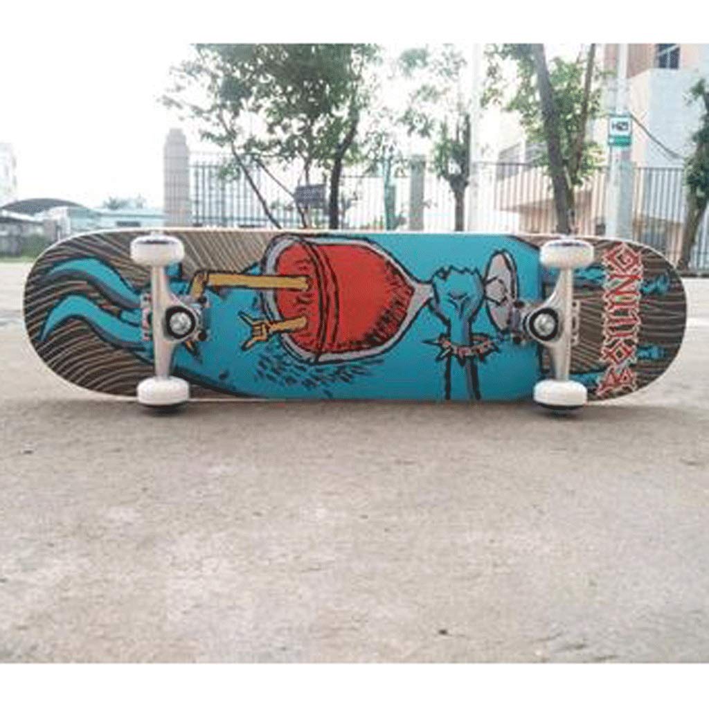 Professional Double Skateboard for Adults & Beginners - 4-Wheeled Street Travel Skateboard (Cheers Color) - Perfect for Commuting, Tricks & Outdoor Fun