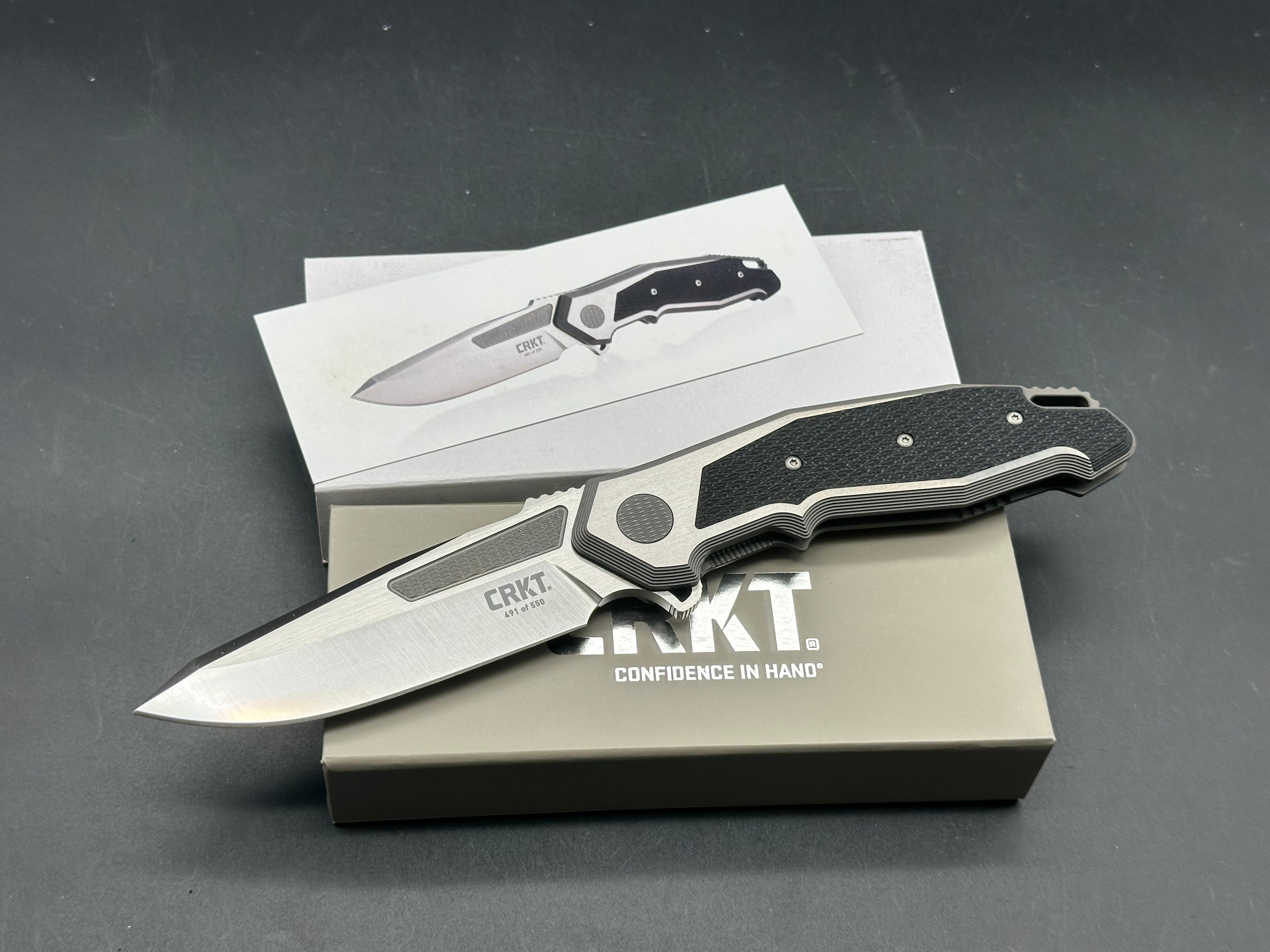 CRKT Panache Folding Knife - Ken Onion Design, Limited Edition 491/550, CTS XHP Stainless Steel Blade, Titanium Handle with Carbon Fiber Inlays - EDC, Outdoor, Camping & Survival Gear