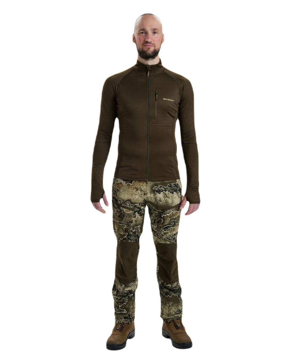 Deerhunter Excape Insulated Cardigan for Men - Warm Fleece Lined Winter Jacket with Hood - Outdoor Hiking, Camping & Casual Wear