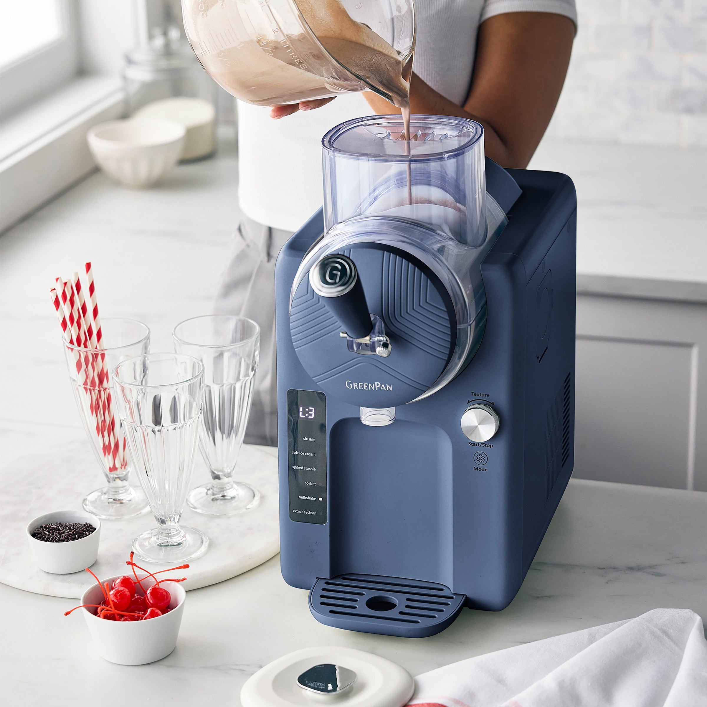 Frost Ice Cream & Frozen Drink Maker - Homemade Gelato, Sorbet, and Slushie Machine for Berry Smoothies, Cocktails, and Desserts | Perfect for Parties, Summer Treats, and Healthy Snacks