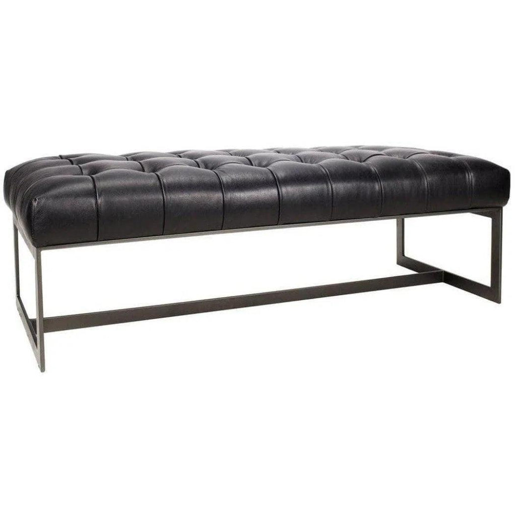 56 Inch Modern Black Leather Bench - Stylish and Durable for Living Room, Bedroom, or Entryway Seating