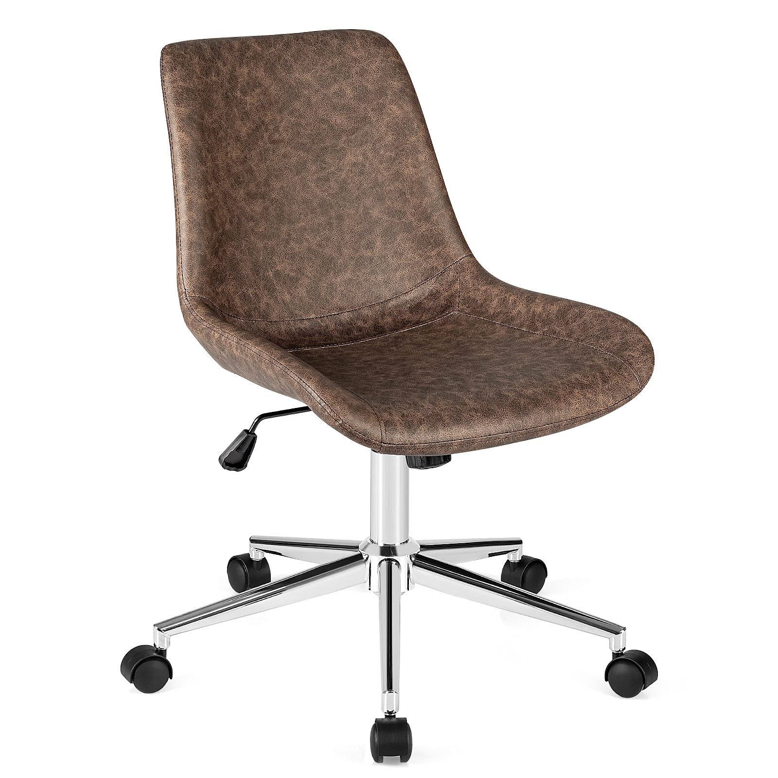Premium POWERSTONE Modern Mid Back Office Chair - Ergonomic Adjustable Leather Task Chair with Swivel Base | Armless Computer Desk Chair for Home Office, Conference Room & Barber Shop | Comfortable Seating for Long Work Hours & Professional Environments