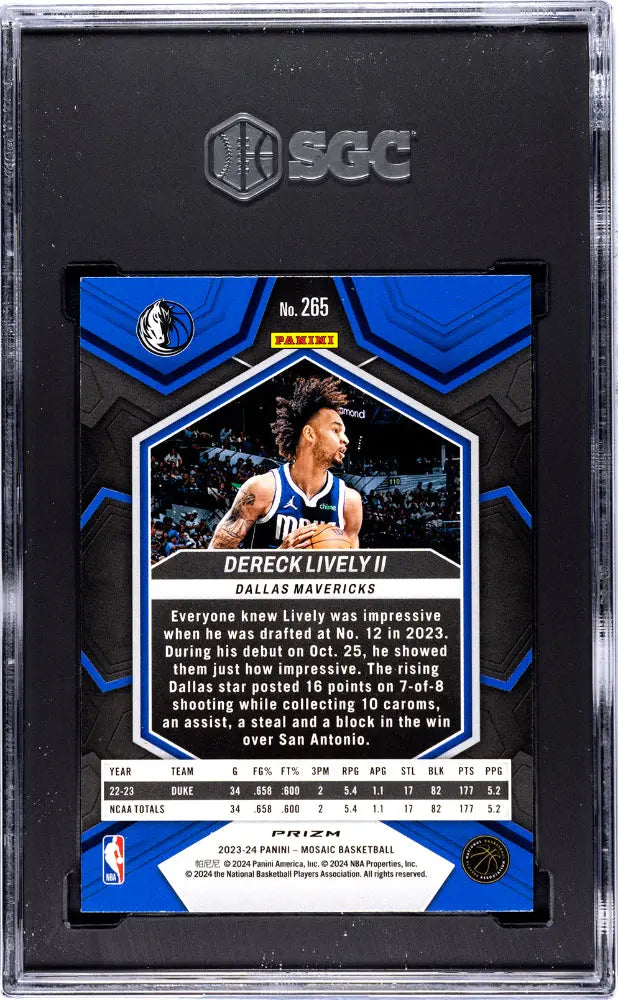 2023 Panini Mosaic Dereck Lively II Rookie Silver Fast Break Prizm Basketball Card - SGC 9.5 Gem Mint - Collectible Sports Memorabilia for NBA Fans and Card Investors