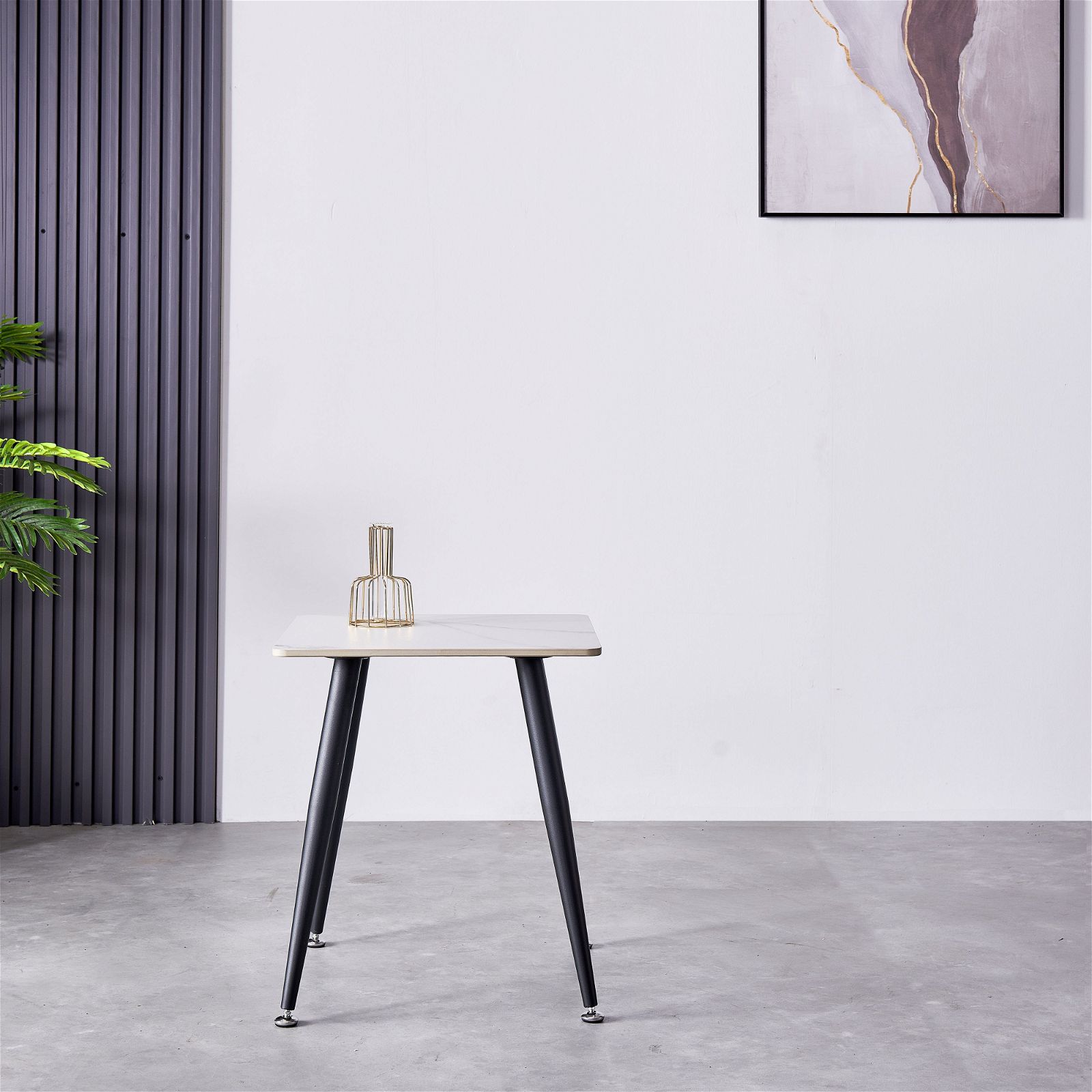 Criterionâ¢ White Sintered Stone End Table with Sturdy Metal Legs - Modern Living Room Side Table for Coffee, Books & Decor