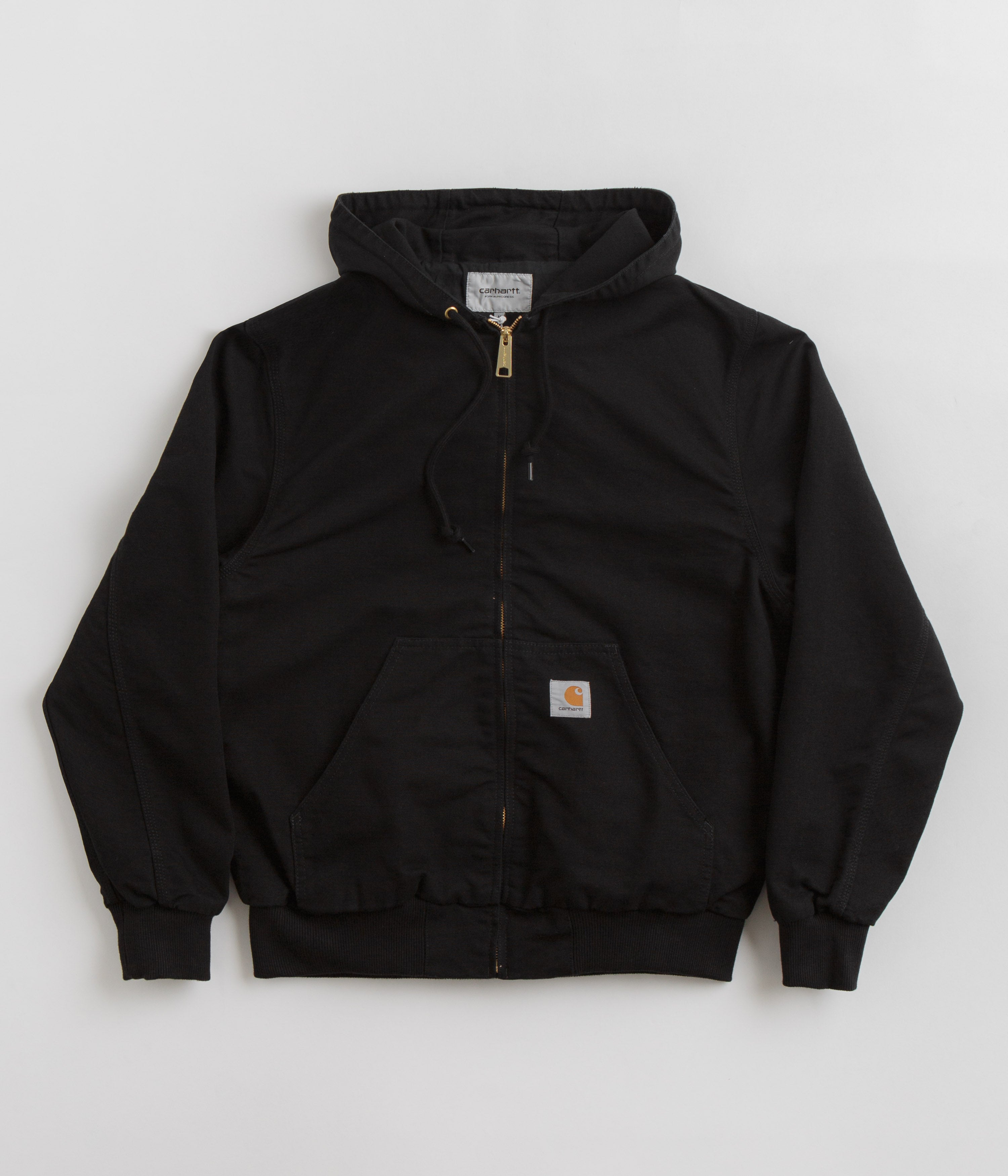 Carhartt Active Jacket for Men - Black Rinsed Water-Resistant Workwear Jacket | Durable Outdoor Work Jacket for Construction, Hiking & Cold Weather