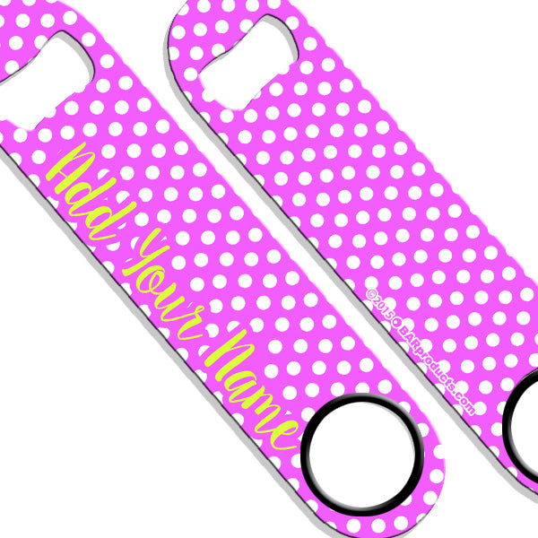 Personalized Polka Dot Bottle Opener - Custom Name Speed Opener for Beer, Soda & Home Bar Accessories - Perfect for Parties, Gifts & Kitchen Use