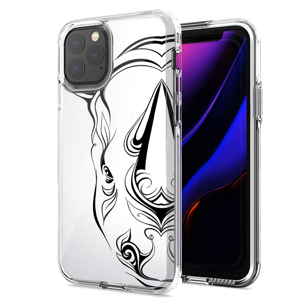 Abstract Rhino Design Double Layer Shockproof Case for Apple iPhone 12 Mini - Slim Protective Cover for Everyday Use & Outdoor Activities