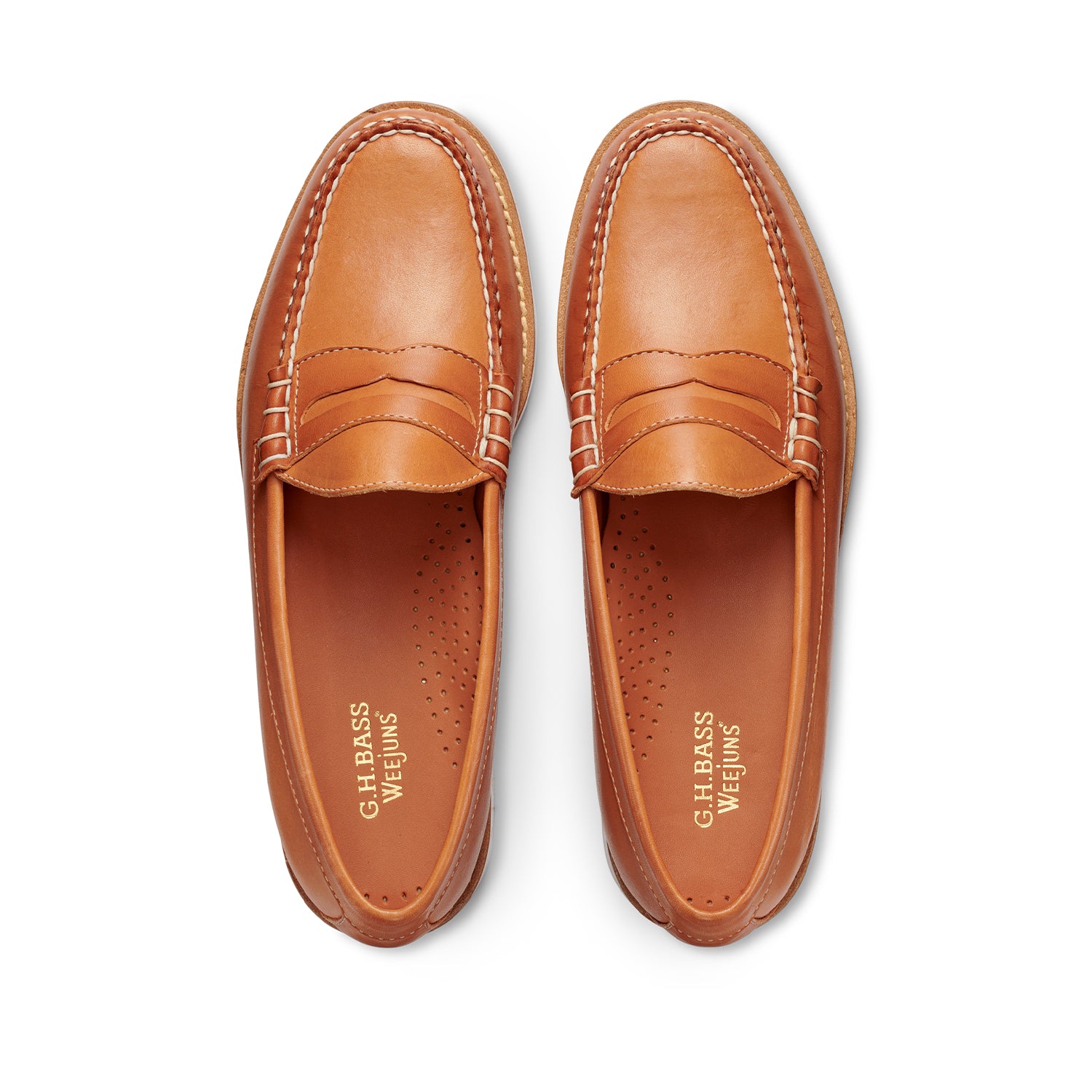 G.H. Bass Men's Larson Artisanal Weejun Loafers in Tan Leather - Classic Slip-On Shoes for Business Casual & Weekend Wear