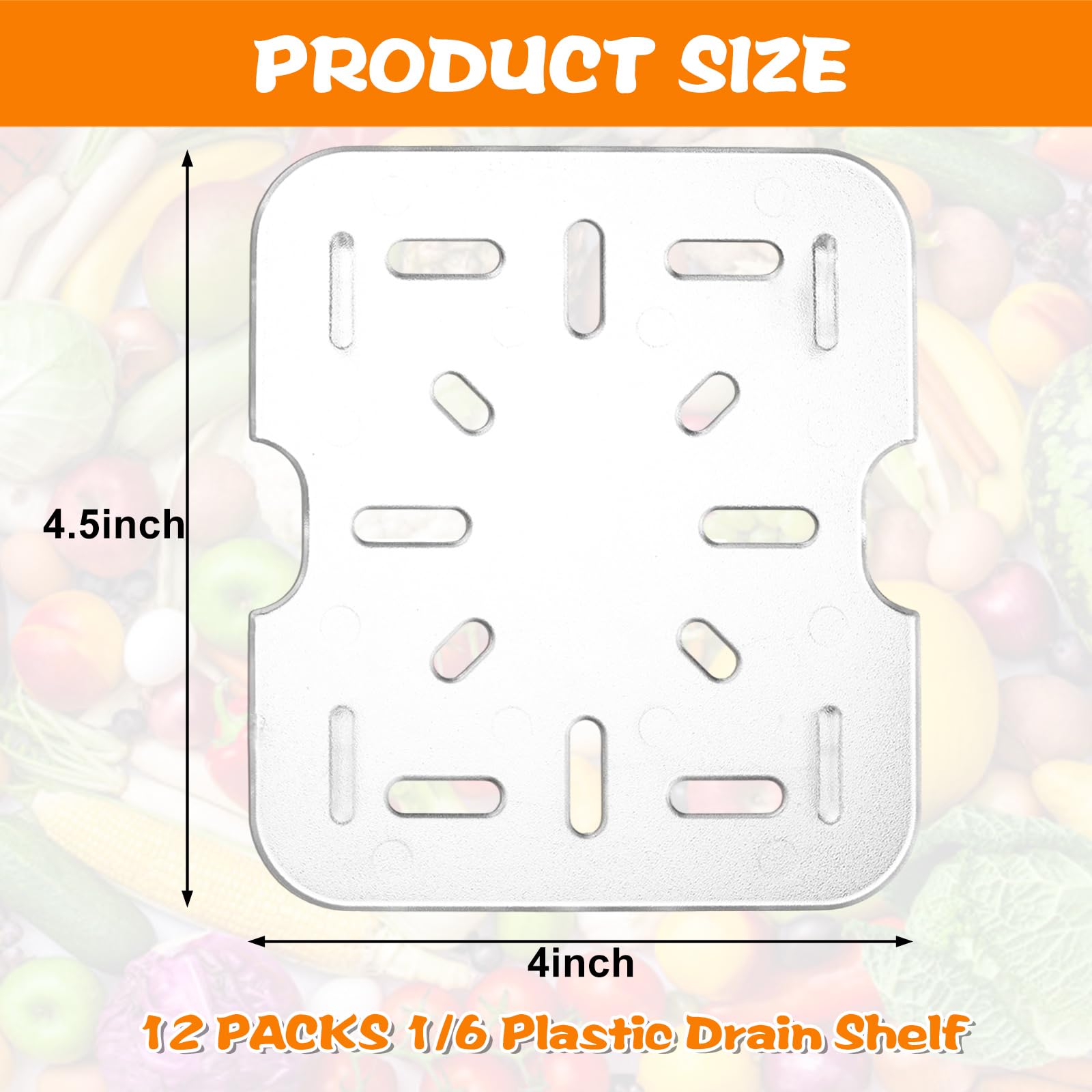 12 PCS Clear Plastic Drain Shelf for 1/6 Size Food Pan - Acrylic Food Drain Trays for Kitchen, Restaurant & Hotel - Perfect for Draining Fruits, Vegetables, Teapots & Dishes in Sinks
