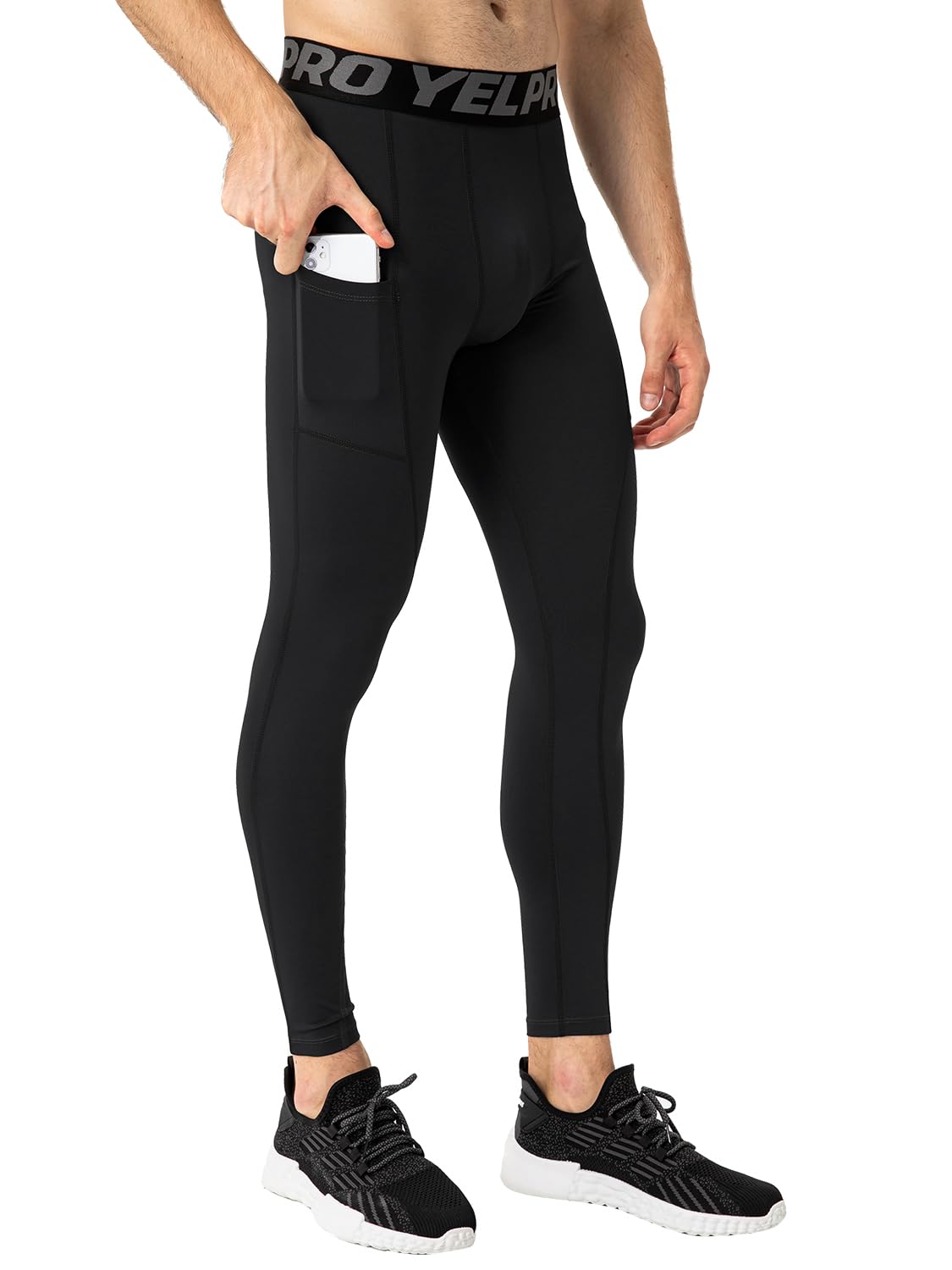 Yuerlian Men's Compression Pants with Pockets - Athletic Leggings for Running, Cycling & Workouts (1-3 Pack) - Moisture-Wicking Baselayer Tights for Gym, Yoga & Outdoor Sports