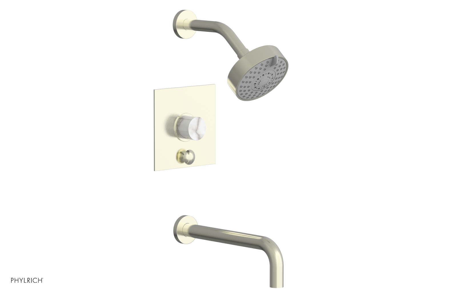 BASIC II 10 Pressure Balance Tub and Shower Set - White Marble Finish, 230S 28 10 - Perfect for Modern Bathroom Renovations & Spa-Like Shower Experience