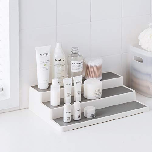 2-Pack White Acrylic Spice Rack Organizer - 14.5 Inch Tiered Pantry Shelf for Seasoning Cans & Spice Jars - Space-Saving Cabinet Storage for Kitchen, Pantry & Countertop Organization