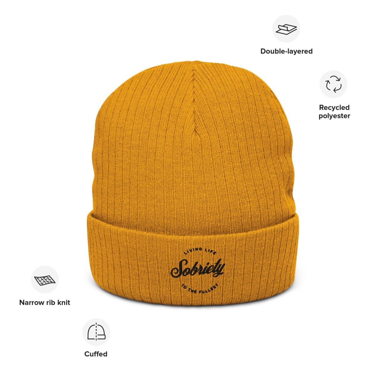Sobriety Embroidered Beanie - Inspirational Recovery Hat for Men & Women - Perfect for Sober Living, AA Meetings & Outdoor Activities