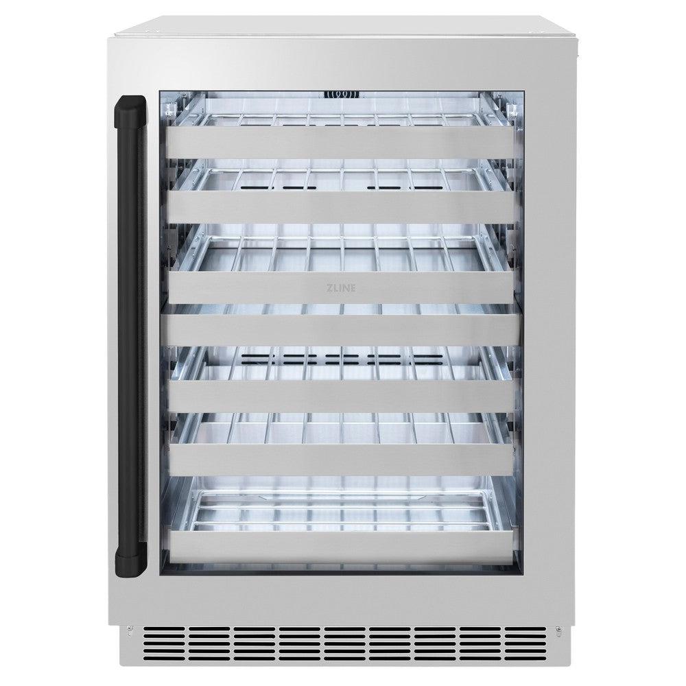 ZLINE Autograph Edition 24 Inch Touchstone Dual Zone 44 Bottle Wine Cooler with Stainless Steel Glass Door & Matte Black Handle - Perfect for Home Bars, Wine Cellars, and Entertaining Spaces (RWDOZ GS 24 MB)