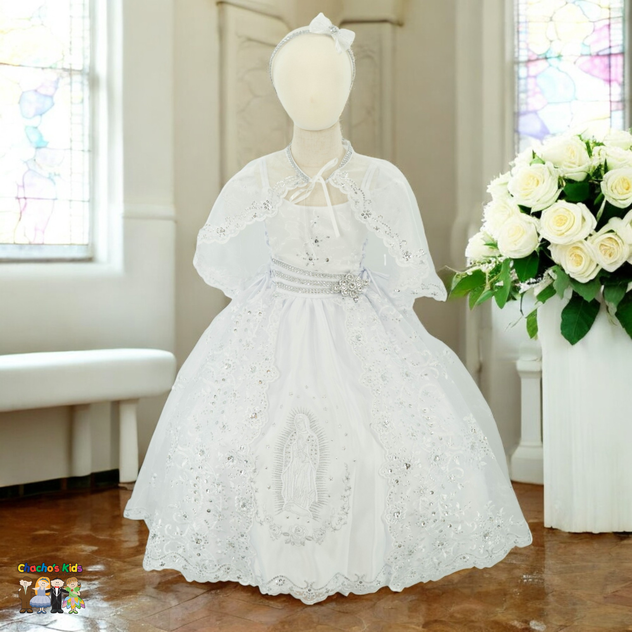 Beautiful White Lace Baptism Dress for Girls - Elegant Christening Gown for Baby & Toddler - Perfect for Church Ceremonies, First Communion & Special Occasions