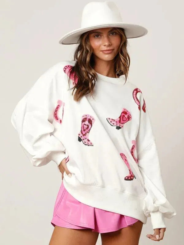 Sparkly Sequined Boots for Women - Stylish & Comfortable Sweatshirt for Casual Wear & Night Out