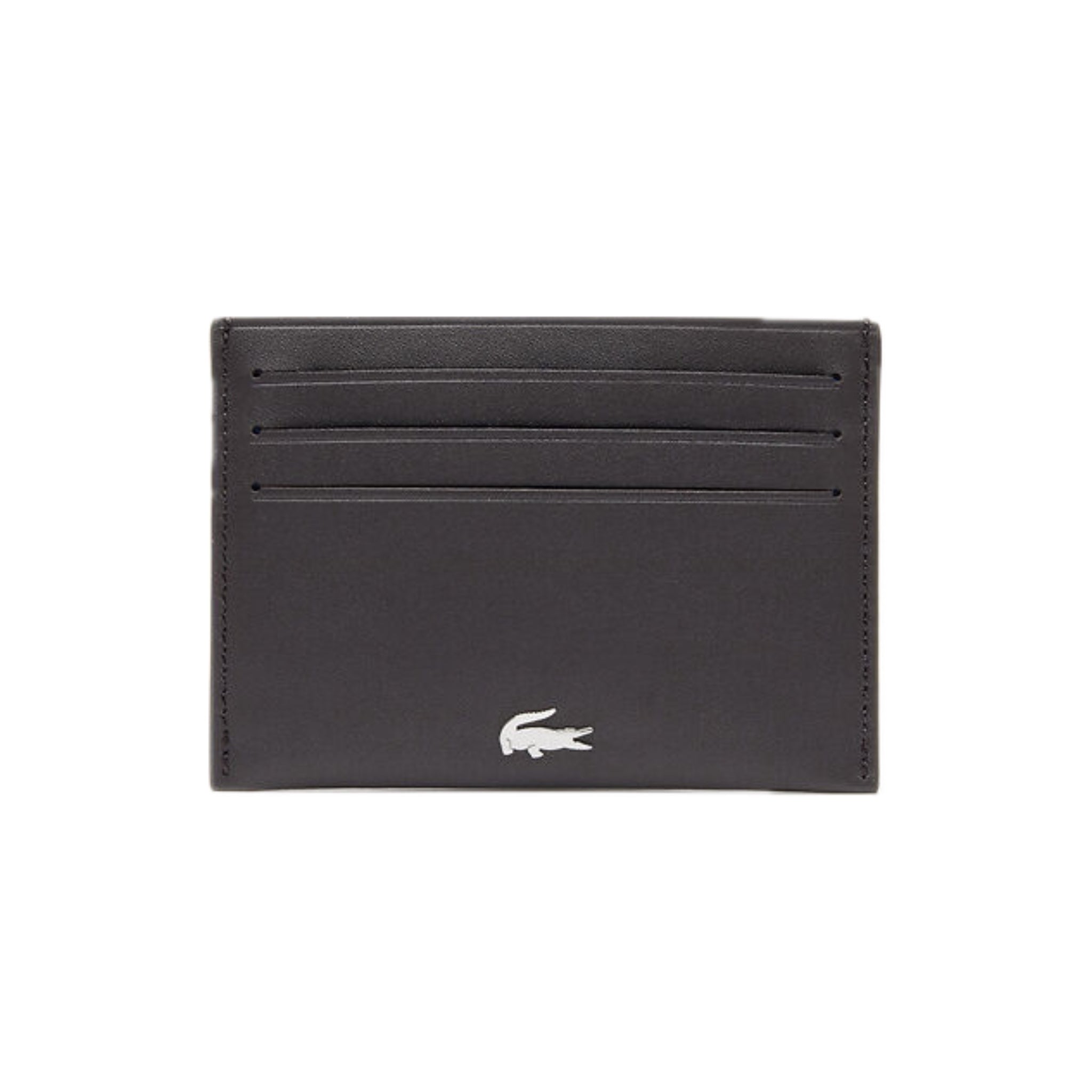 Lacoste Fitzgerald Genuine Leather Credit Card Holder - Slim RFID Blocking Wallet for Men & Women - Dark Brown - Perfect for Travel, Business & Everyday Use