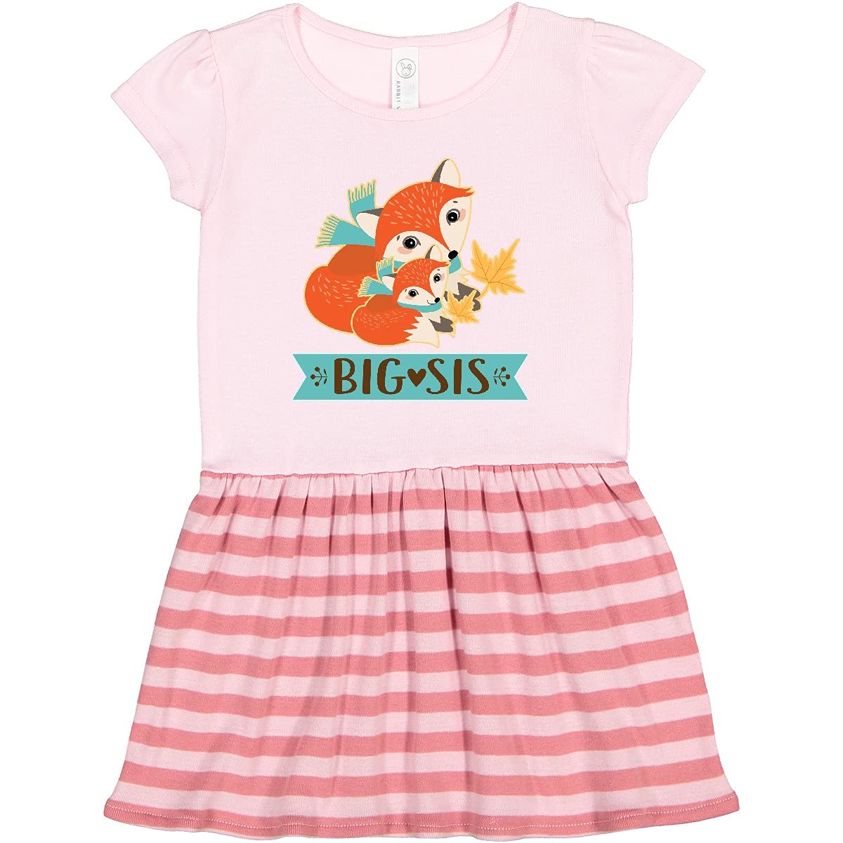 Inktastic Big Sis Woodland Fox Sister Toddler Dress - Cute Animal Print Outfit for Baby Girls, Perfect for Family Photos, Birthday Parties & Casual Wear