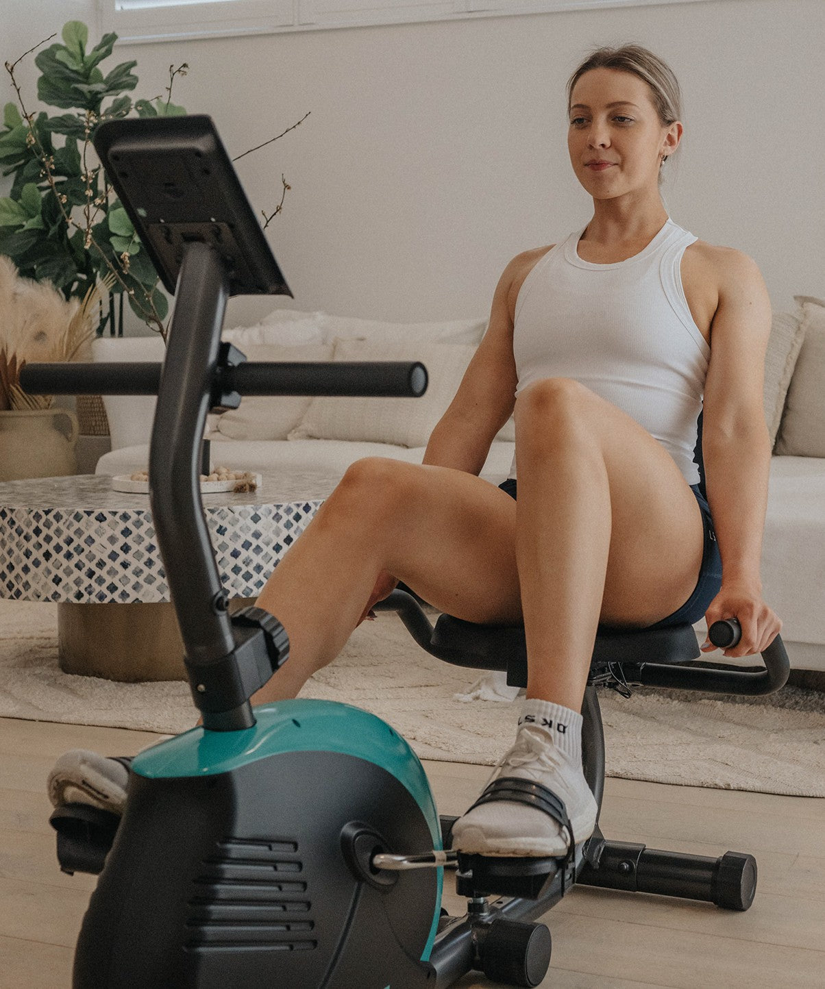 FitClub Recumbent Exercise Bike for Home Gym - Comfortable Indoor Cycling Bike with Adjustable Seat & LCD Display - Perfect for Seniors, Physical Therapy & Low-Impact Cardio Workouts
