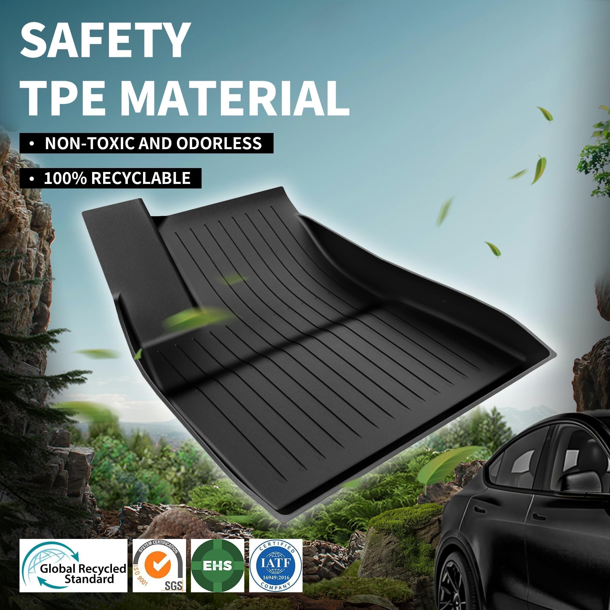 OEDRO Custom Fit All-Weather Floor Mats & Cargo Liner Set for 2024-2025 Tesla Model 3 Highland - TPE Durable Front & Rear Seat Mats with Trunk Liner - Perfect for Daily Commute, Road Trips & Winter Protection (Black)