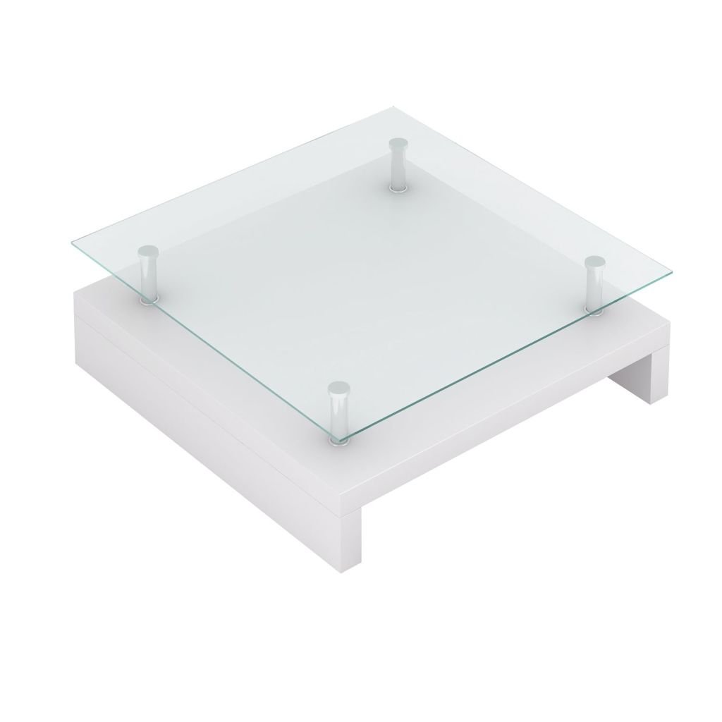 White Glass Top Coffee Table - Modern Living Room Furniture for Home & Office - Perfect for Relaxing, Entertaining & Decorating
