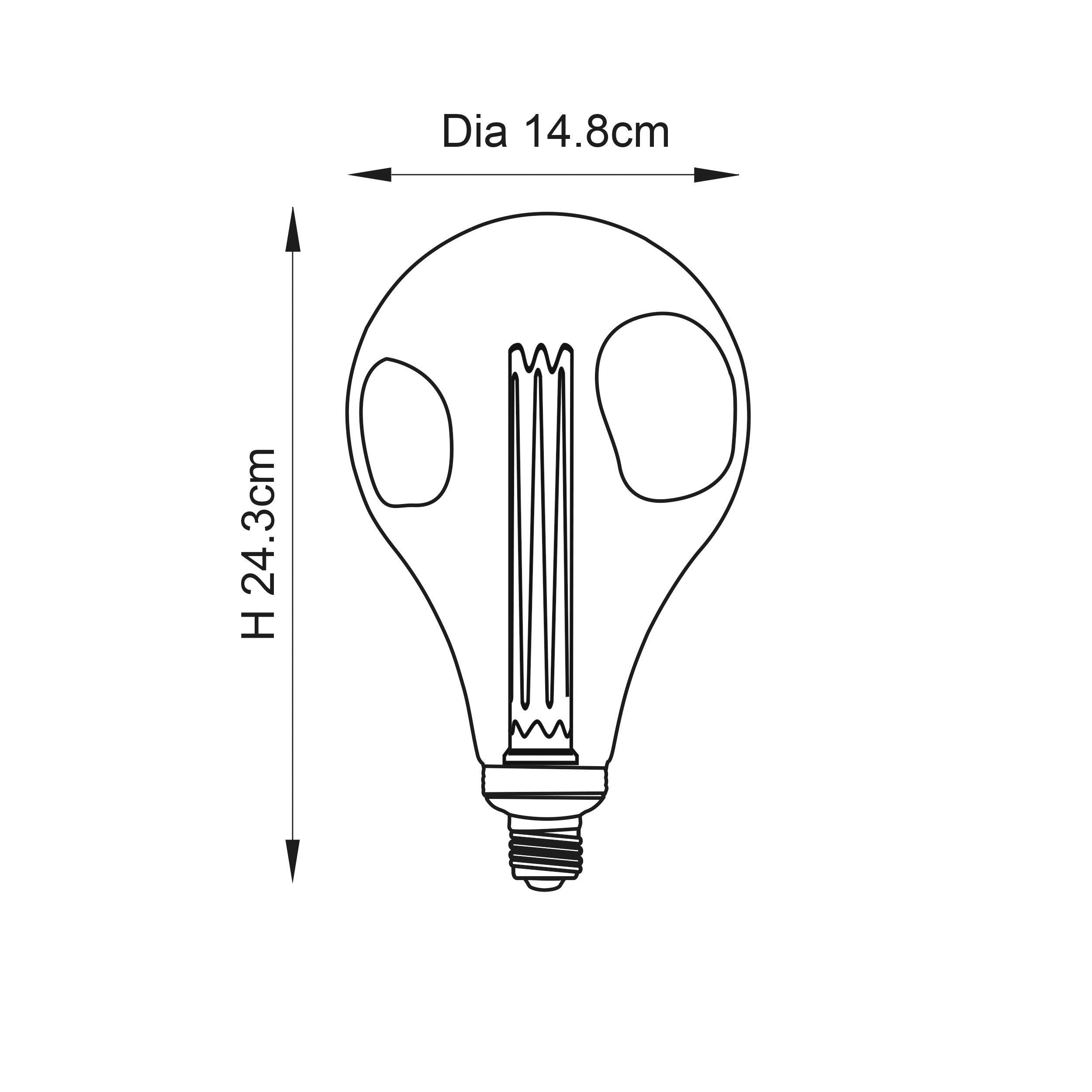 Dimple E27 Amber Globe 2.5W Decorative LED Light Bulb - 148mm Vintage Edison Style for Home Decor, Cafe Lighting & Warm Ambiance