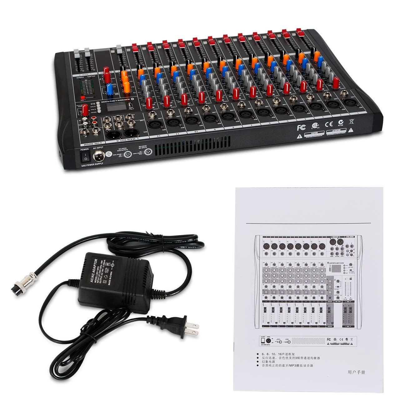 Depensheng DX12 12-Channel DJ Audio Mixer with USB Interface, XLR Mic Input, 48V Phantom Power & RCA I/O - Professional Studio Sound Controller for Computer Recording, Live Performances & Home Music Production
