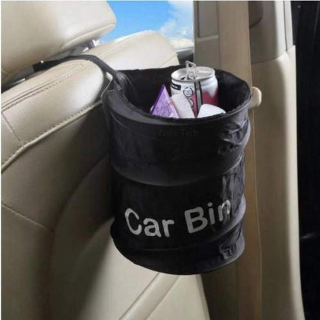 Sunshine Portable Car Trash Can - Collapsible Pop-Up Auto Garbage Bin with Waterproof Litter Bag for Vehicles | Perfect for Road Trips, Commuting & Family Travel