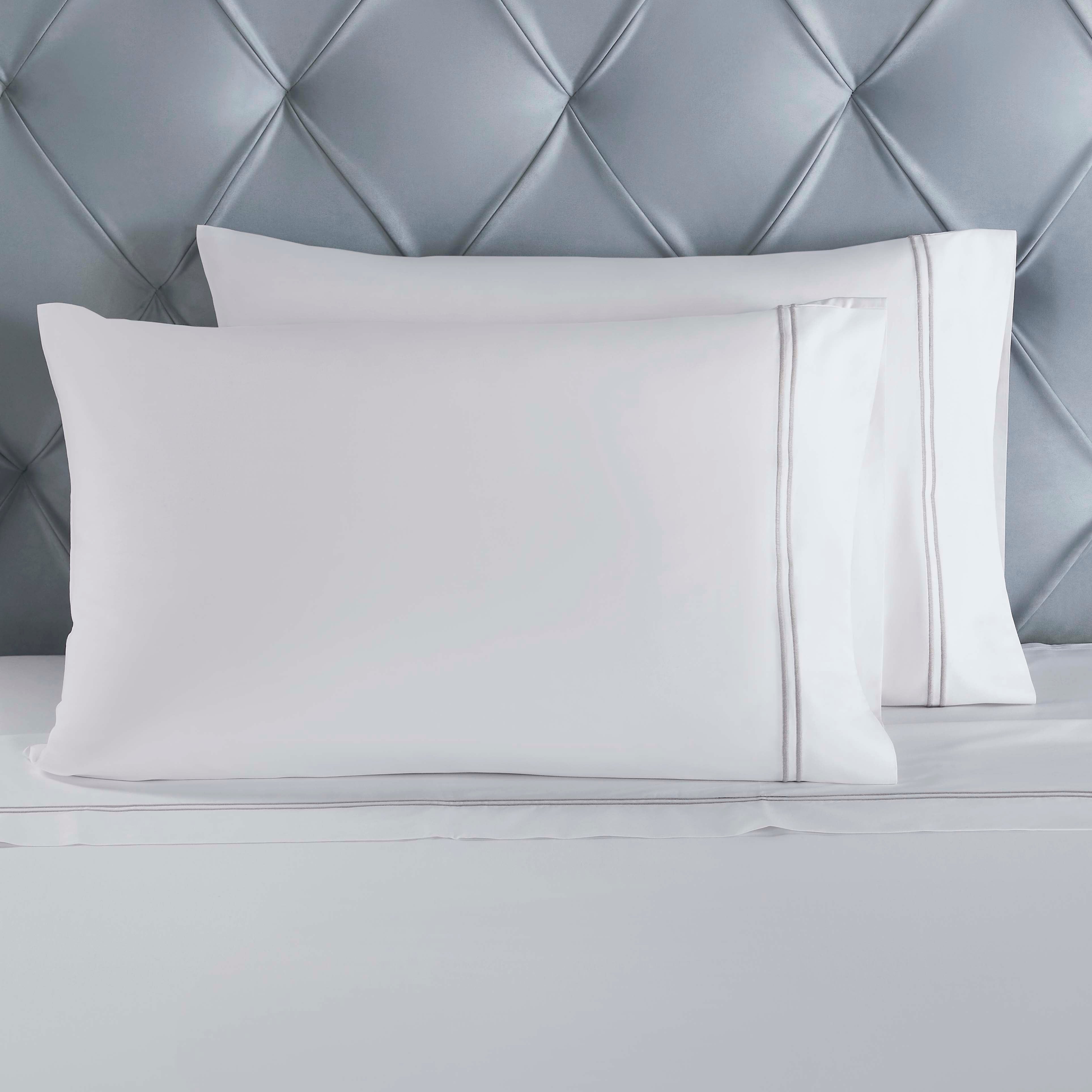 Premium Fieldstone Cotton 2-Line Embroidered Deep Pocket Sheet Set - Queen Size, 4-Piece Bedding Set for Comfortable Sleep & Luxury Bedroom Decor